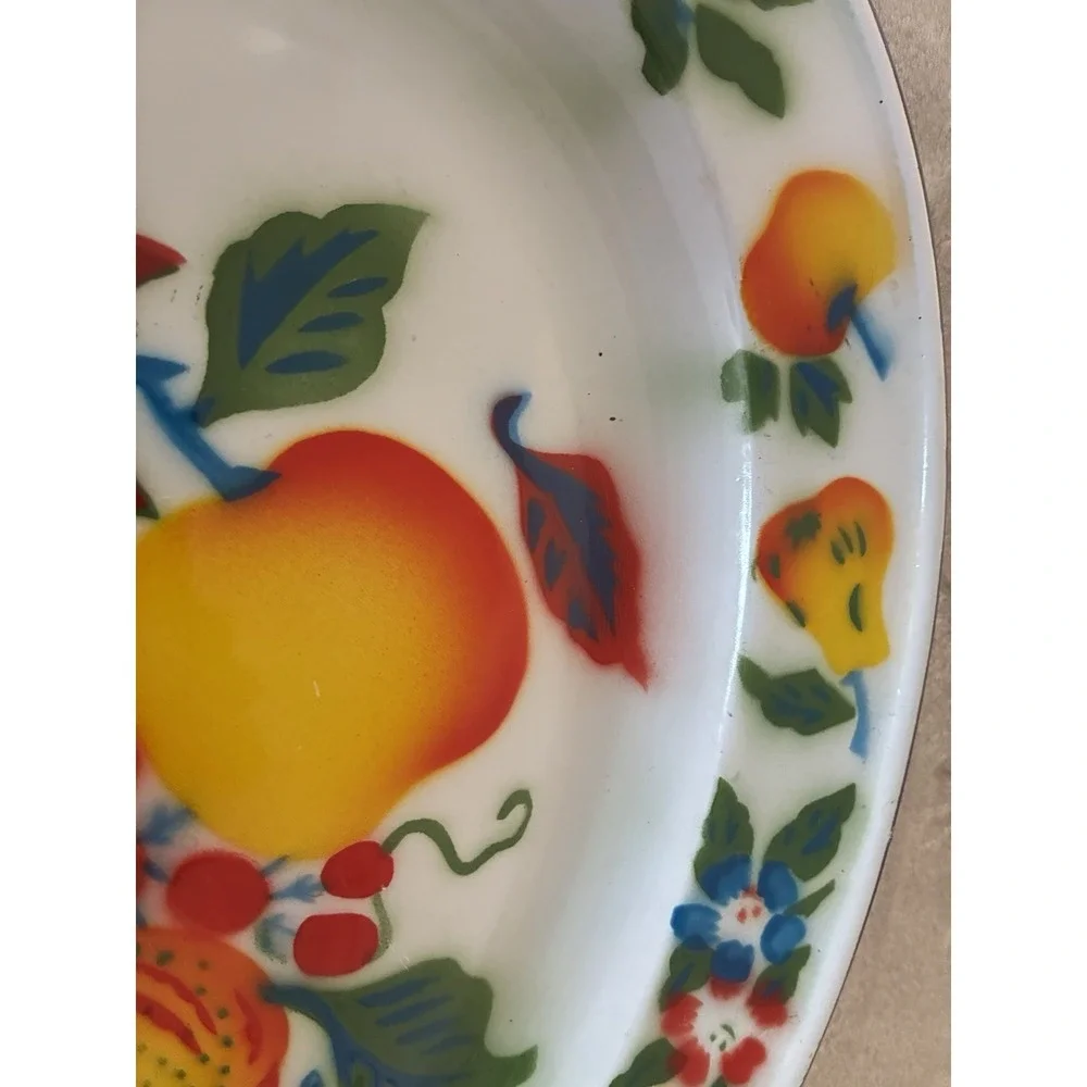 Enamelware Fruit Flowers Oval Serving Tray‎ Approx. 18x14